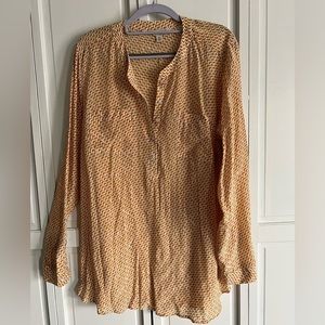 Gold/white womens long sleeve blouse